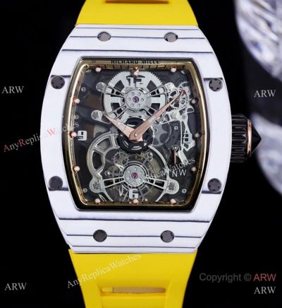 AAA Replica Richard Mille RM17-01 Carbon and Yellow watches 39mm